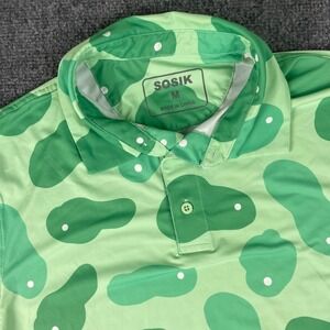 SOSIK Golf Polo Shirt Medium Green Fairway‎ Short Sleeve Stretch Casual Men's